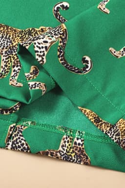 image-Green Cheetah Print Short Sleeve Shirt and Pants Pajama Set