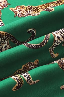image-Green Cheetah Print Short Sleeve Shirt and Pants Pajama Set