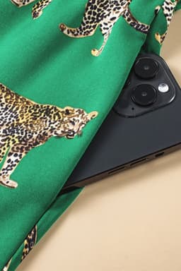 image-Green Cheetah Print Short Sleeve Shirt and Pants Pajama Set