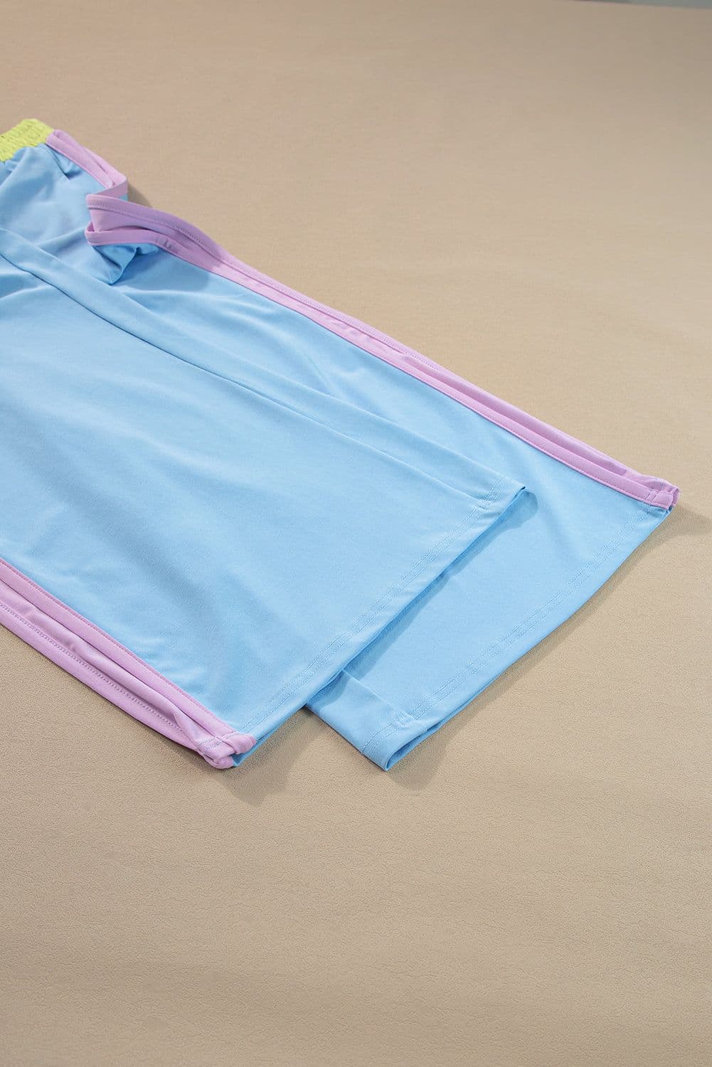 image-Strawberry Pink Color Block Detail Casual Two-piece Set