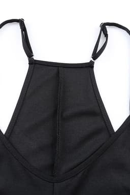 image-Rose Red Black Pocketed Adjustable Spaghetti Strap Straight Leg Jumpsuit