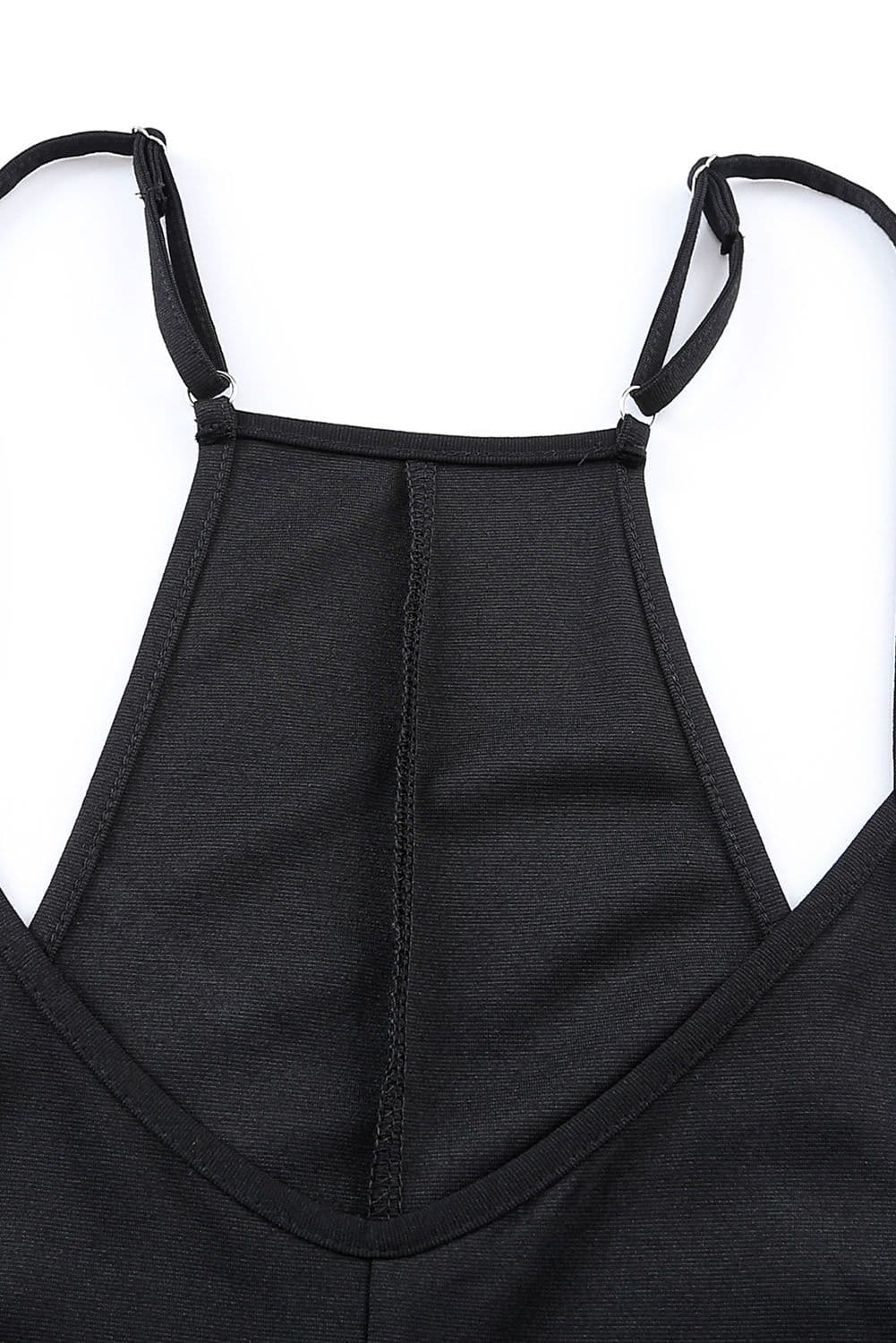image-Rose Red Black Pocketed Adjustable Spaghetti Strap Straight Leg Jumpsuit