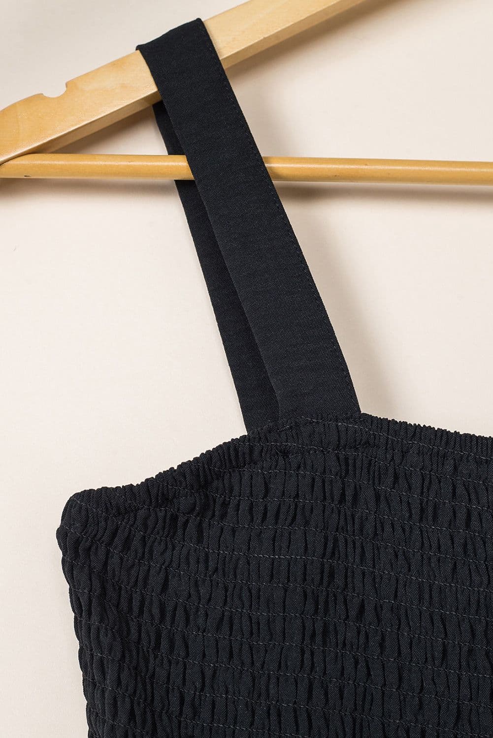 image-Black Smocked Sleeveless Wide Leg Jumpsuit with Pockets