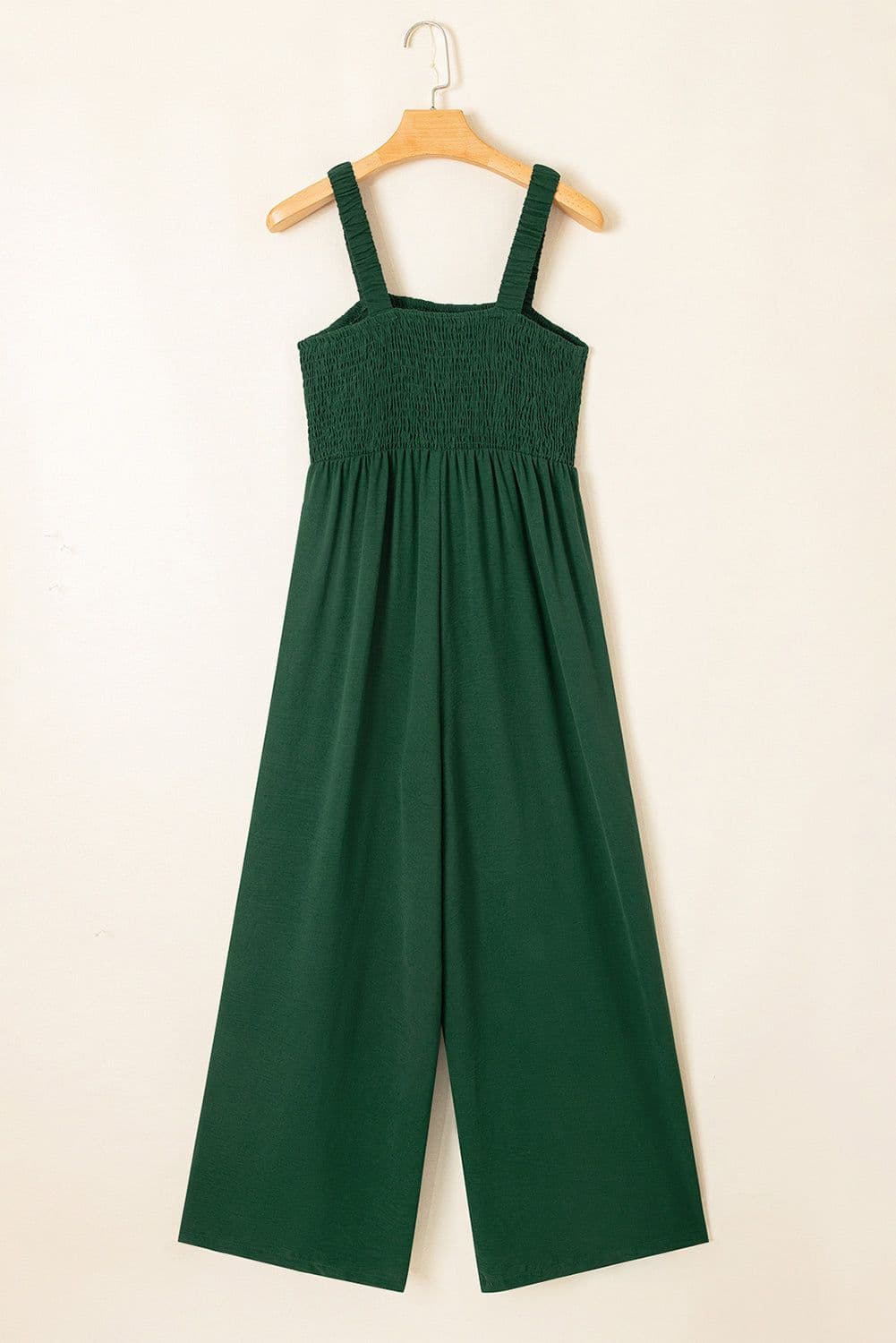 image-Black Smocked Sleeveless Wide Leg Jumpsuit with Pockets
