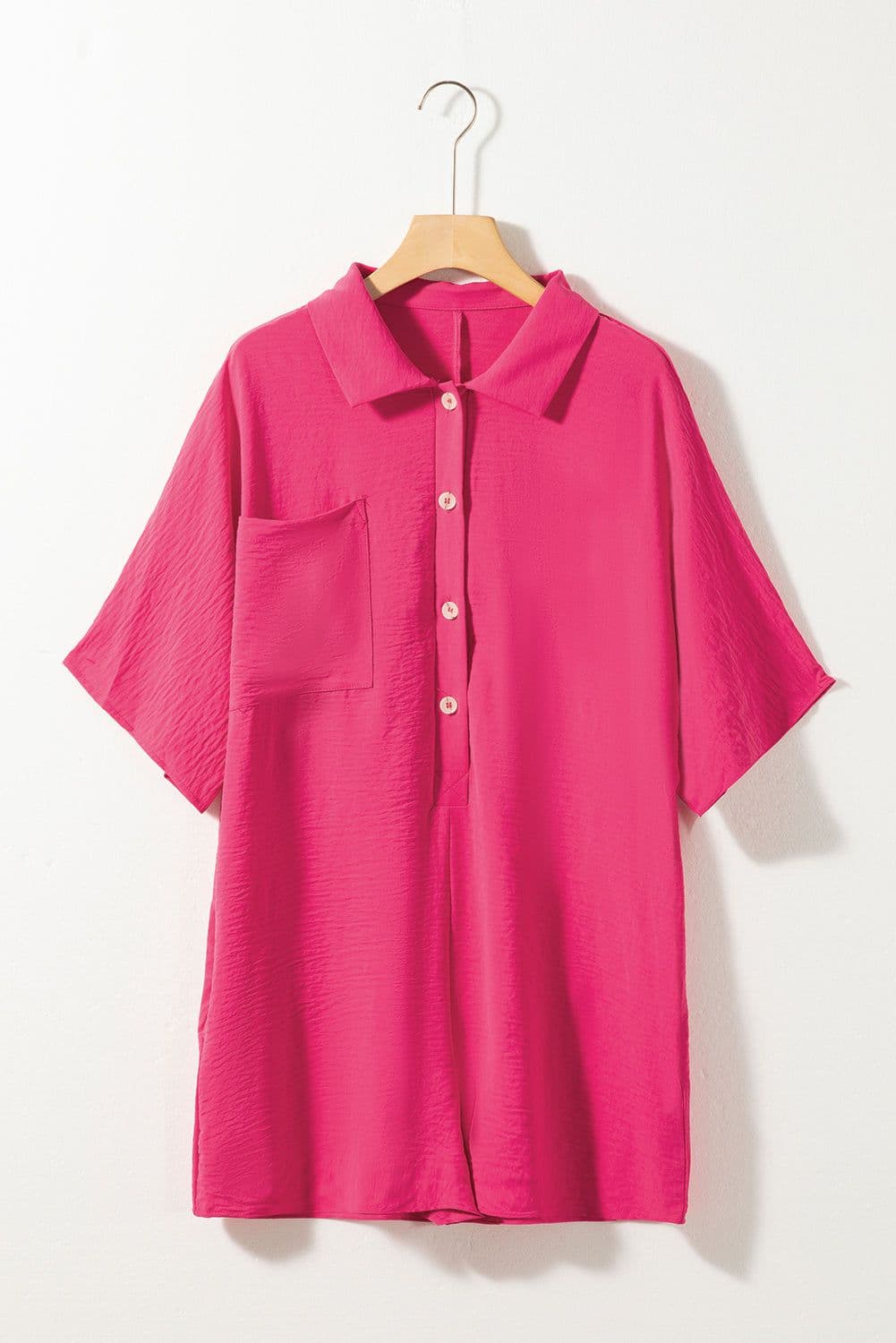 image-Black Half Button Collared Loose Romper