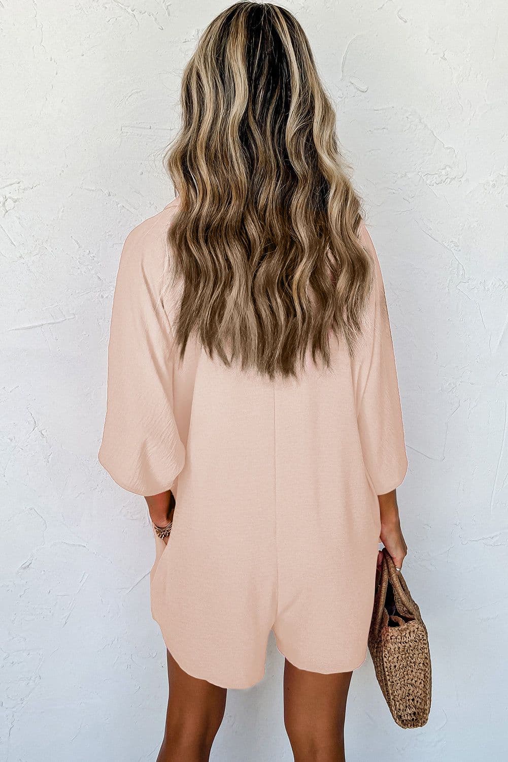 image-Black Half Button Collared Loose Romper