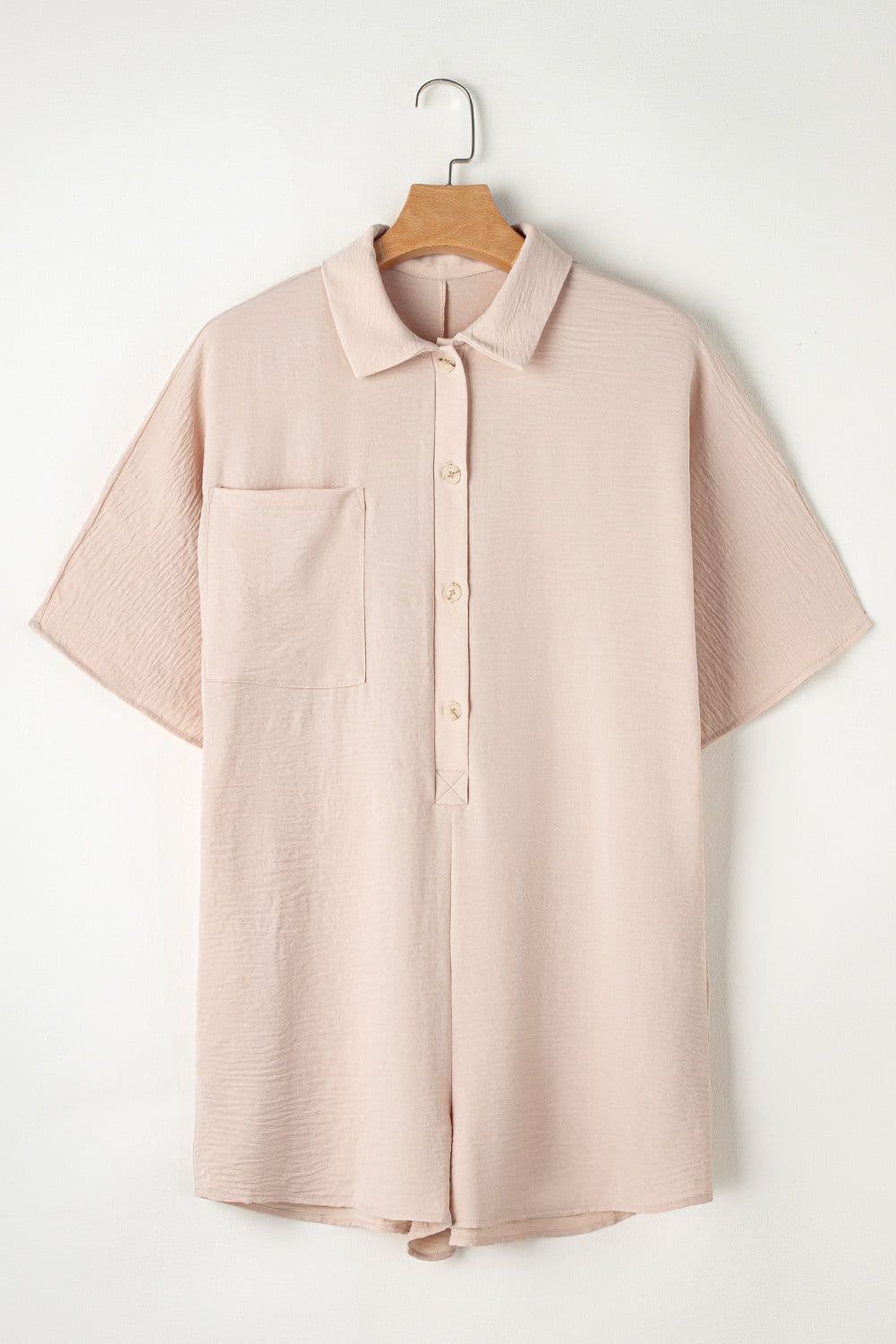 image-Black Half Button Collared Loose Romper