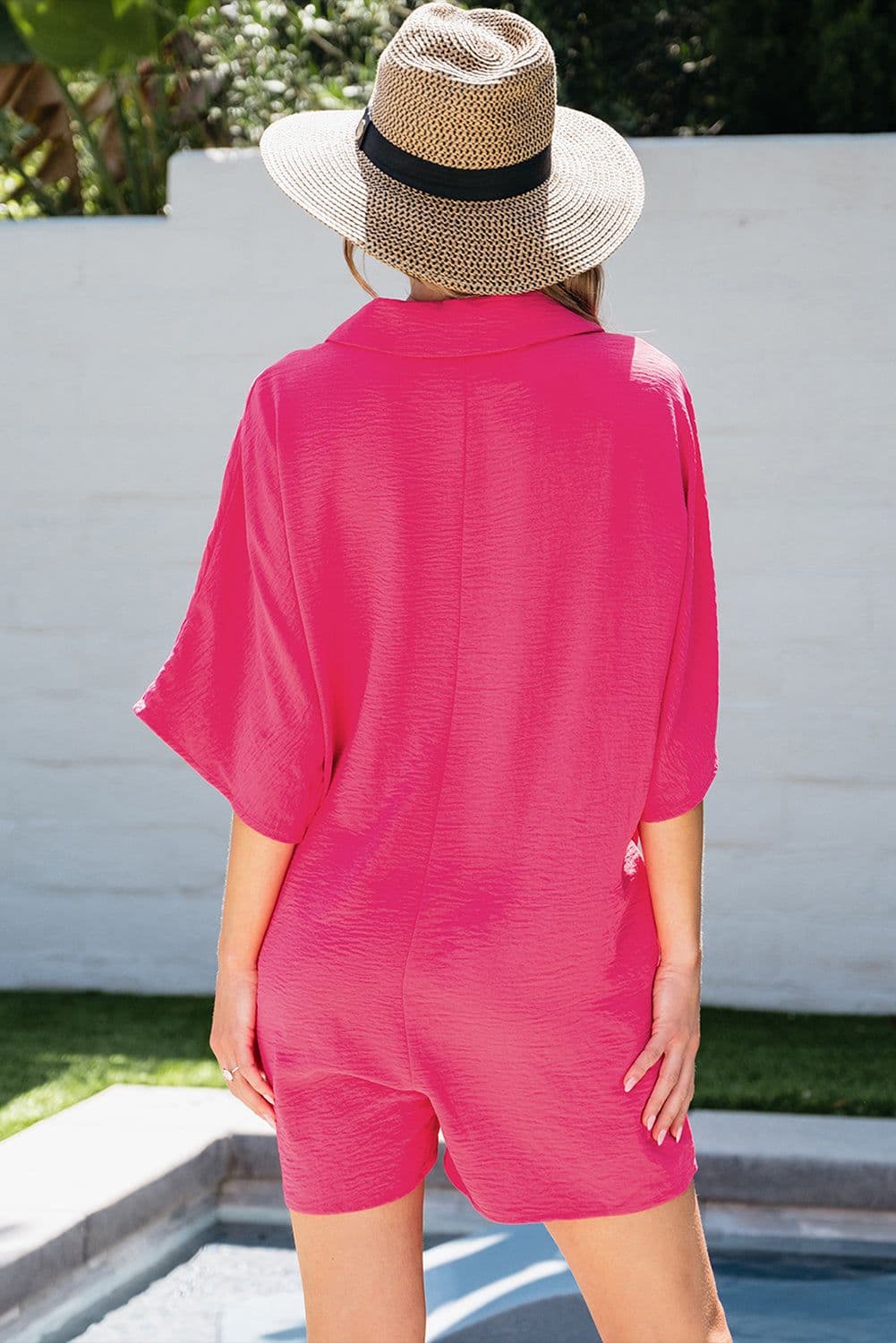 image-Black Half Button Collared Loose Romper