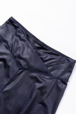 image-Black Crossed Dip Waist Sleek Leather Leggings