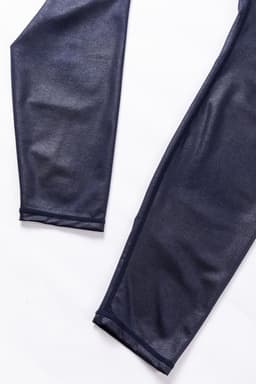 image-Black Crossed Dip Waist Sleek Leather Leggings