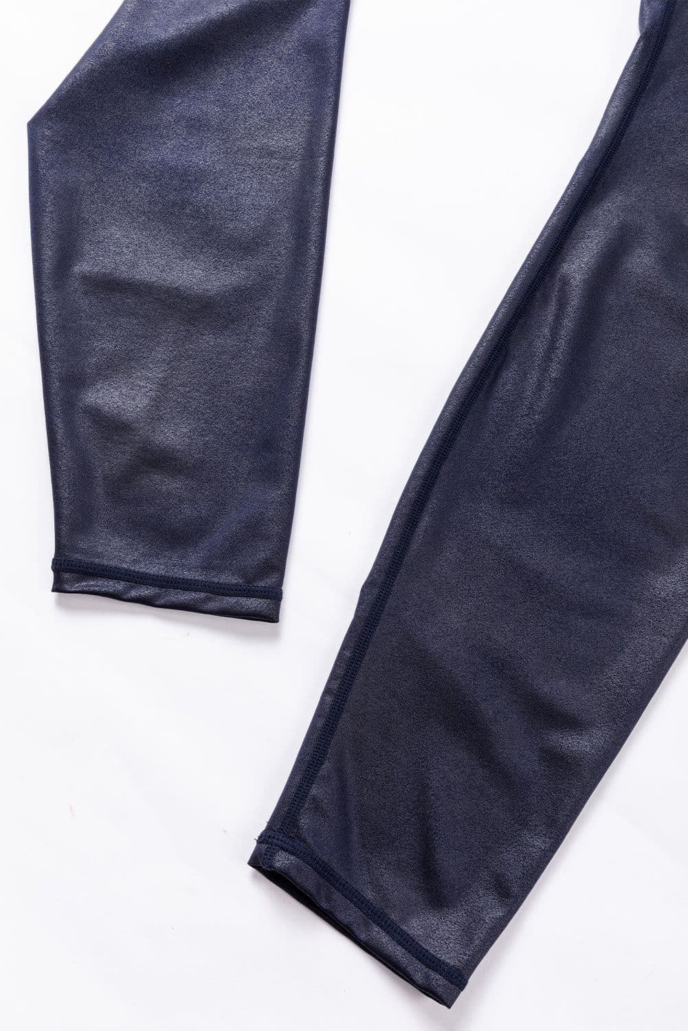 image-Black Crossed Dip Waist Sleek Leather Leggings