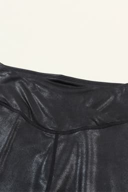image-Black Crossed Dip Waist Sleek Leather Leggings
