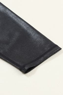 image-Black Crossed Dip Waist Sleek Leather Leggings