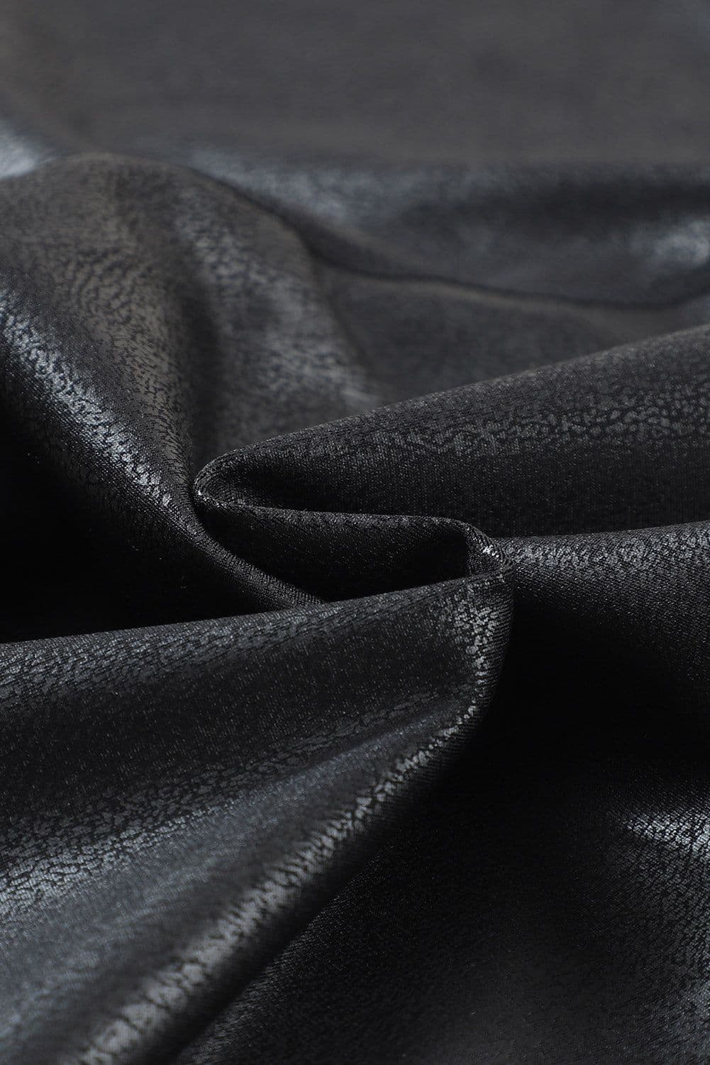 image-Black Crossed Dip Waist Sleek Leather Leggings