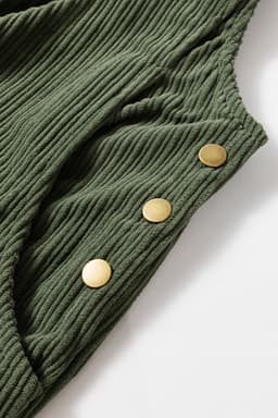 image-Jungle Green Solid Pocketed Loose Fit Corduroy Overall