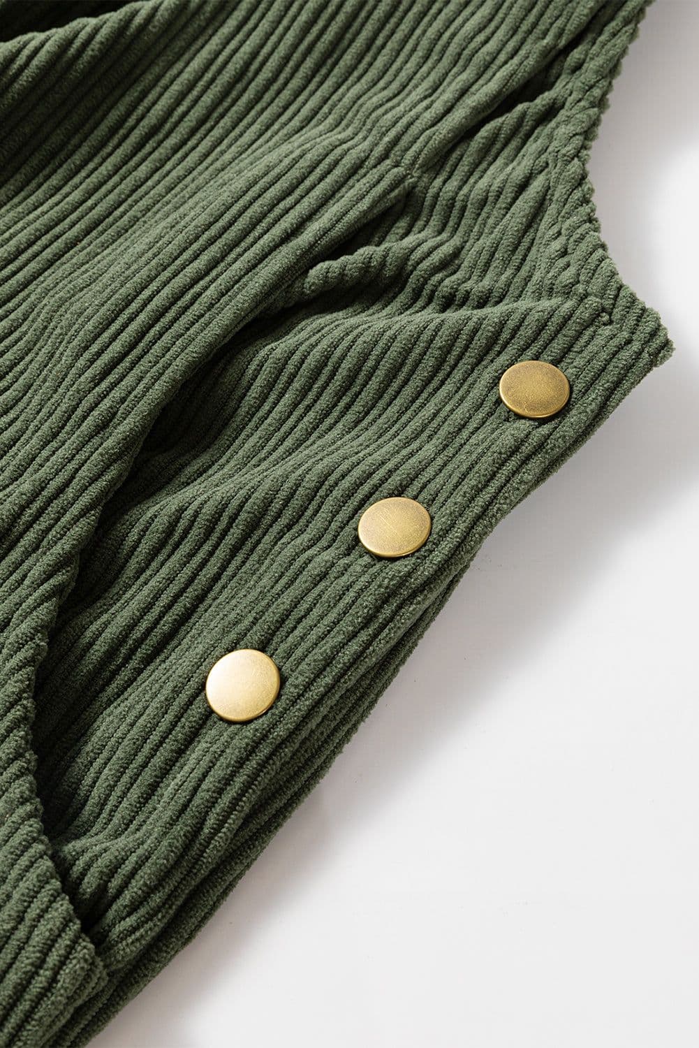 image-Jungle Green Solid Pocketed Loose Fit Corduroy Overall