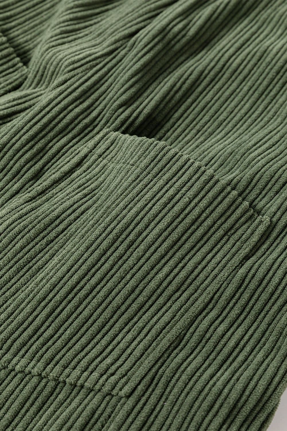 image-Jungle Green Solid Pocketed Loose Fit Corduroy Overall