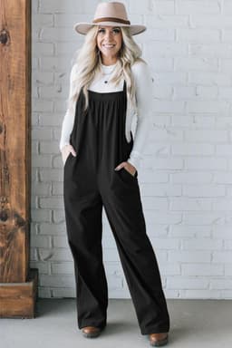 image-Jungle Green Solid Pocketed Loose Fit Corduroy Overall