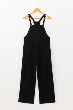 image-Jungle Green Solid Pocketed Loose Fit Corduroy Overall