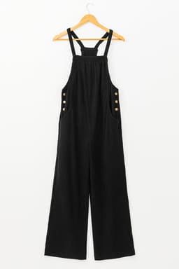 image-Jungle Green Solid Pocketed Loose Fit Corduroy Overall
