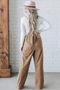 image-Jungle Green Solid Pocketed Loose Fit Corduroy Overall