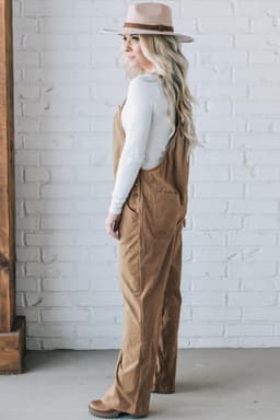 image-Jungle Green Solid Pocketed Loose Fit Corduroy Overall