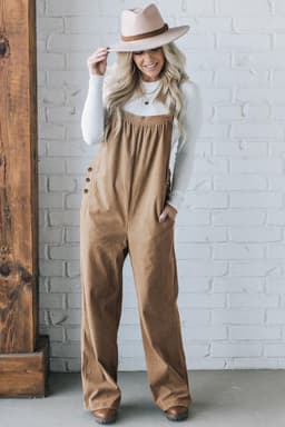 image-Jungle Green Solid Pocketed Loose Fit Corduroy Overall
