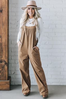 image-Jungle Green Solid Pocketed Loose Fit Corduroy Overall