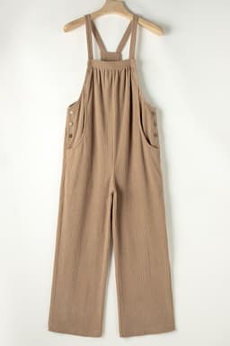 image-Jungle Green Solid Pocketed Loose Fit Corduroy Overall