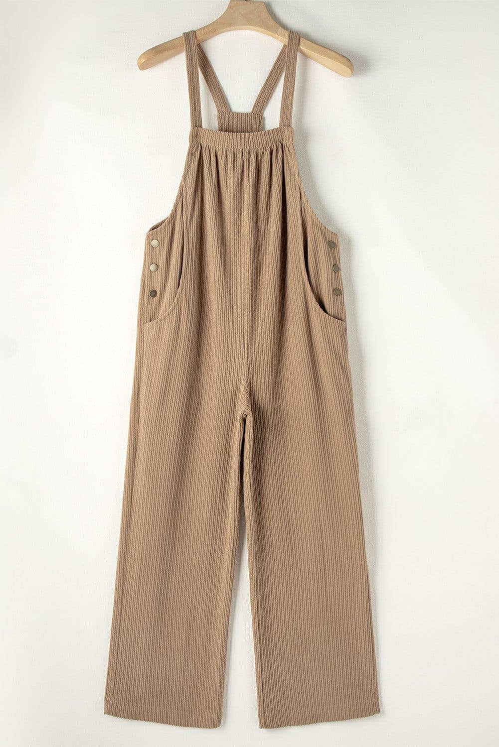 image-Jungle Green Solid Pocketed Loose Fit Corduroy Overall