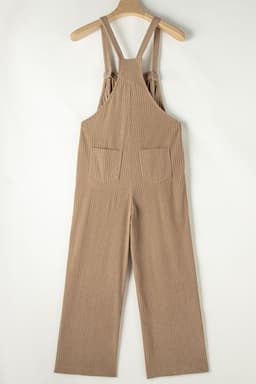 image-Jungle Green Solid Pocketed Loose Fit Corduroy Overall
