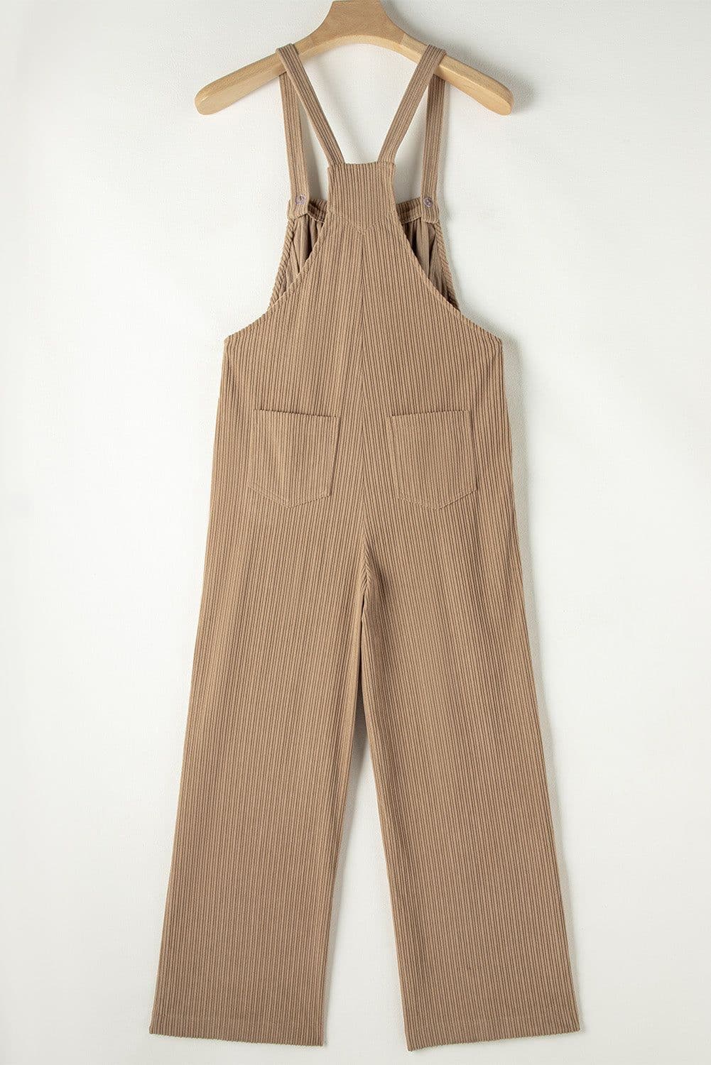 image-Jungle Green Solid Pocketed Loose Fit Corduroy Overall