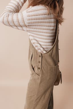 image-Jungle Green Solid Pocketed Loose Fit Corduroy Overall