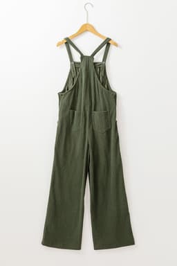image-Jungle Green Solid Pocketed Loose Fit Corduroy Overall