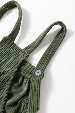 image-Jungle Green Solid Pocketed Loose Fit Corduroy Overall