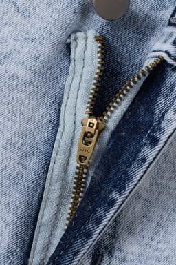 image-Light Blue Acid Wash Crossed Raw Edge Denim Shorts