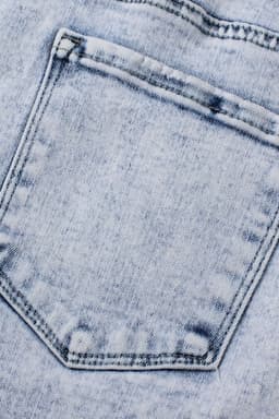 image-Light Blue Acid Wash Crossed Raw Edge Denim Shorts