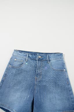 image-Ashleigh Blue Rhinestone Embellished Denim Shorts