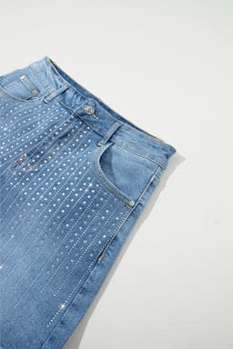 image-Ashleigh Blue Rhinestone Embellished Denim Shorts