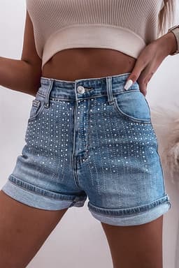 image-Ashleigh Blue Rhinestone Embellished Denim Shorts
