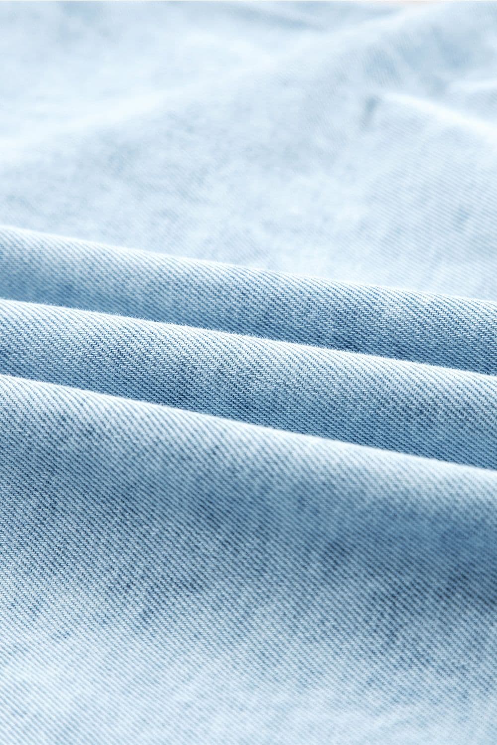 image-Beau Blue Mineral Wash Ruffled Short Sleeve Buttoned Denim Dress