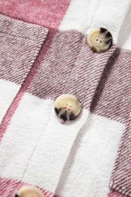 image-Plaid Color Block Buttoned Long Sleeve Jacket with Pocket