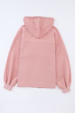 image-Black Flap Pocket Drawstring Hood Zip Up Jacket