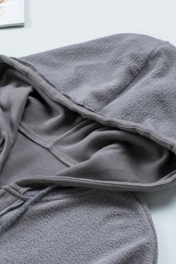 image-Black Flap Pocket Drawstring Hood Zip Up Jacket