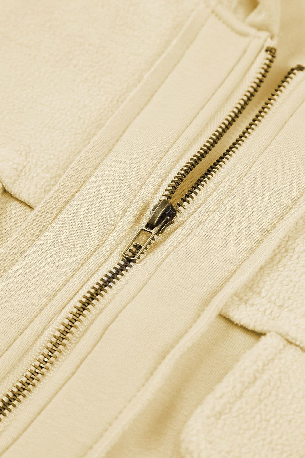 image-Black Flap Pocket Drawstring Hood Zip Up Jacket