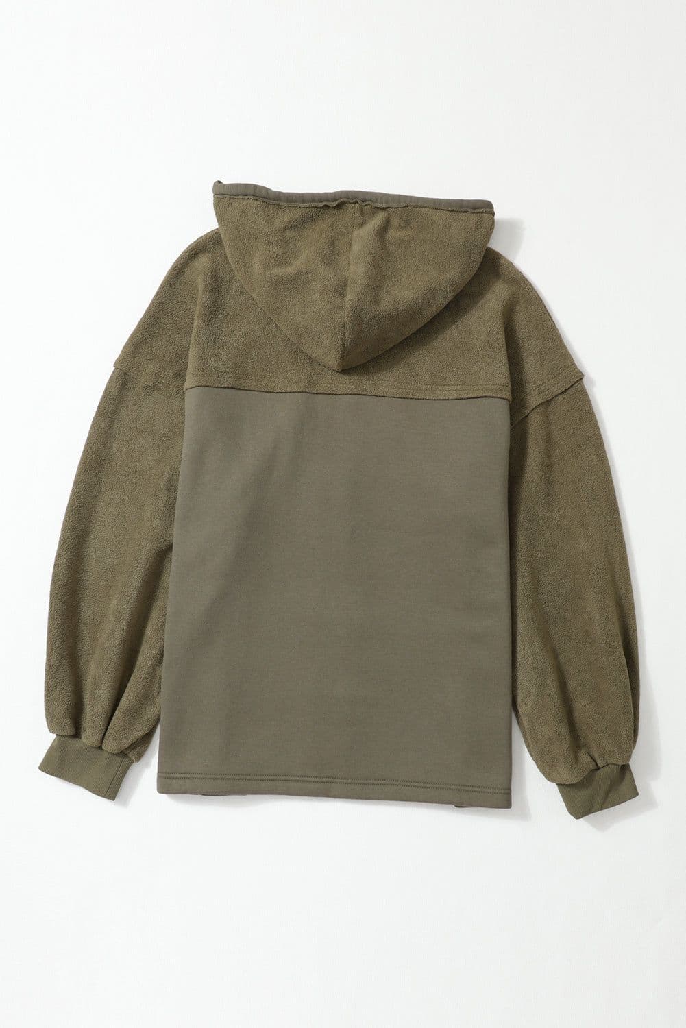 image-Black Flap Pocket Drawstring Hood Zip Up Jacket