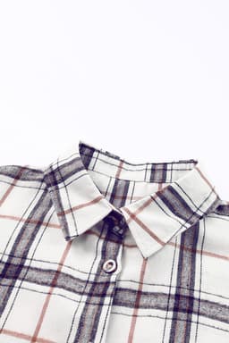 image-White Oversized Plaid Pattern Shacket with Slits