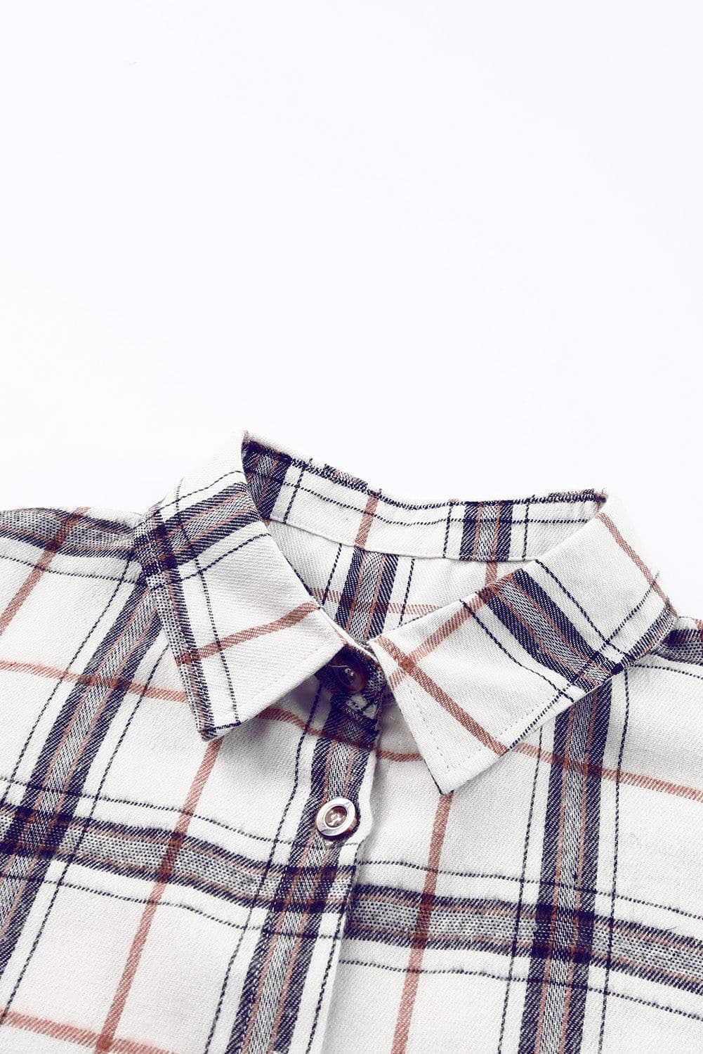 image-White Oversized Plaid Pattern Shacket with Slits