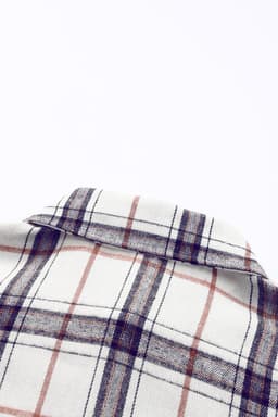 image-White Oversized Plaid Pattern Shacket with Slits