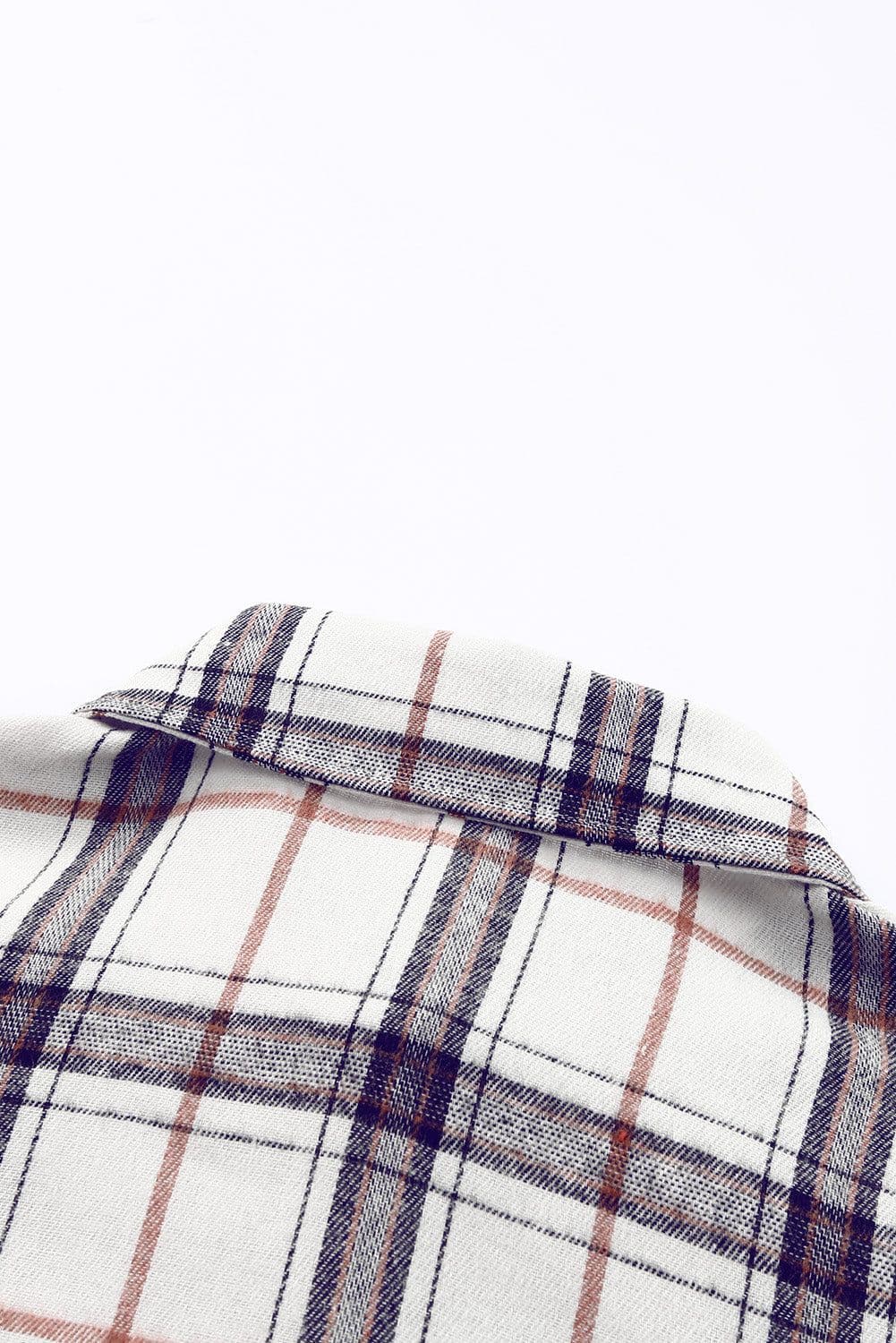 image-White Oversized Plaid Pattern Shacket with Slits